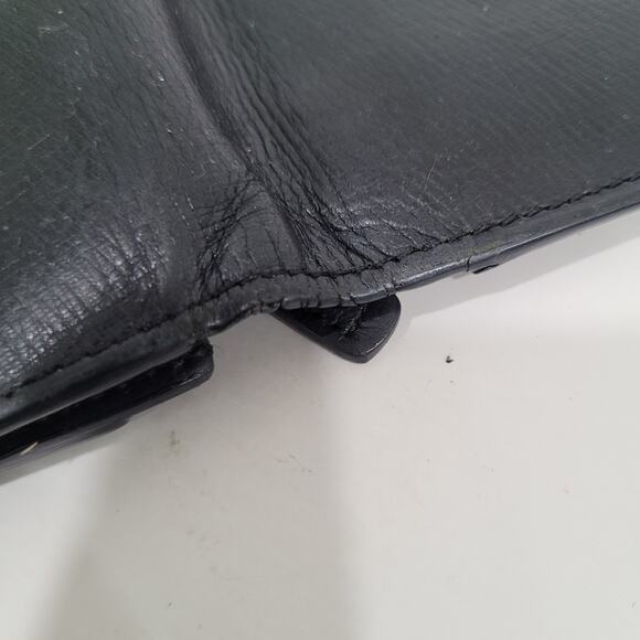 Burberry Black Label Wallet Black Bifold Card Bill Holder Leather Logo Slim Larg - Picture 8 of 12